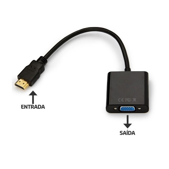 Cabo conversor HDMI M x VGA F C/ cabo de Audio P2 Estereo