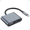 Hub Adaptador USB-C 4 x 1 Alumínio para HDMI VGA USB3.0